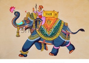 stock-photo-traditional-indian-or-rajasthani-wall-painting-of-elephant-with-jockey-397679494